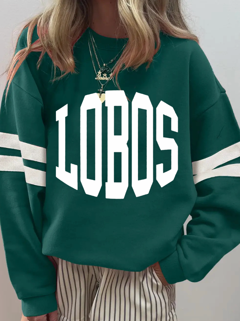 Lobos Varsity Striped Pullover.
